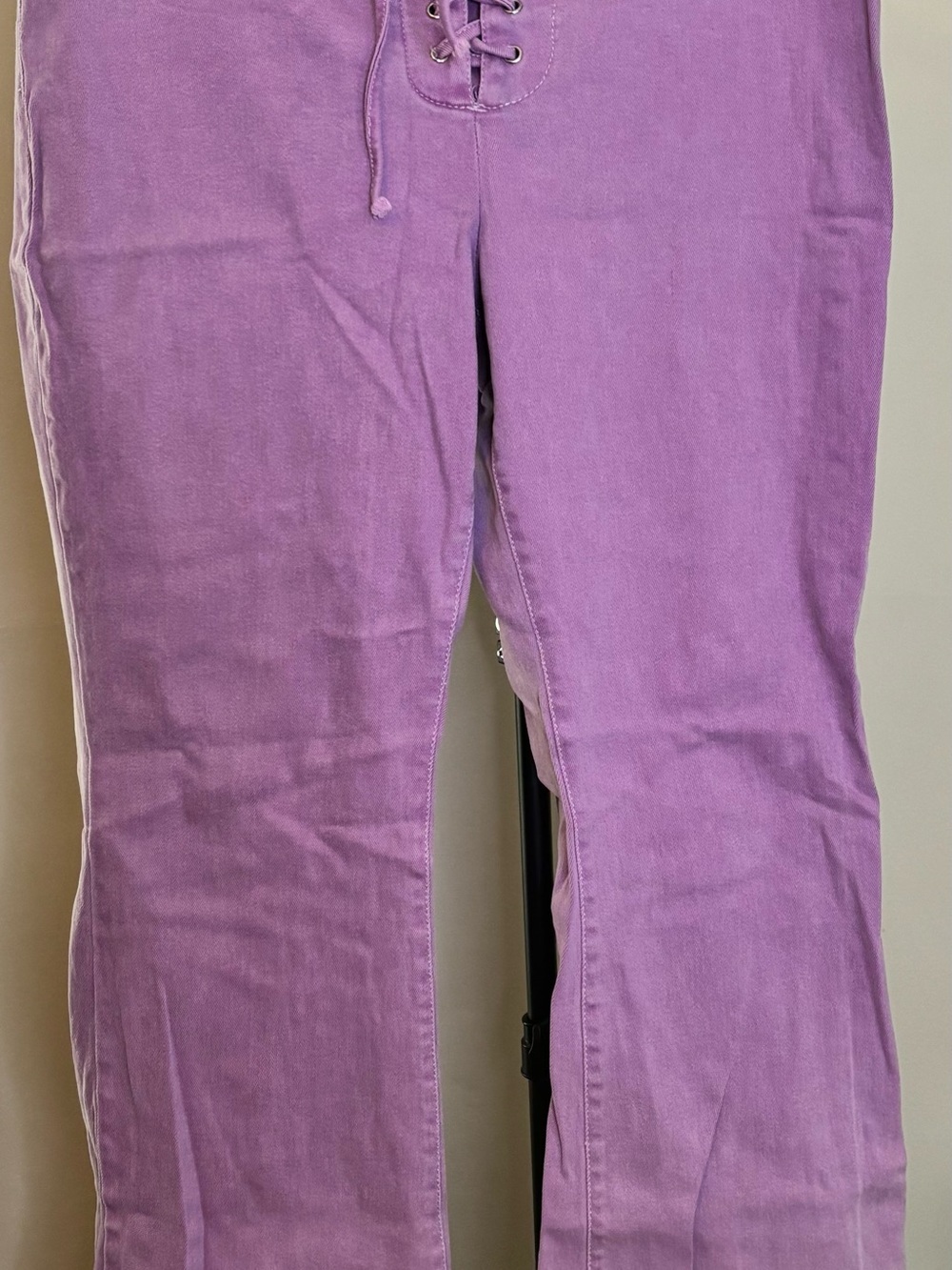 Fashion Nova Lavender Lace Up High Waist Boot Cut Jeans Purple Denim Y2K - Picture 2 of 6